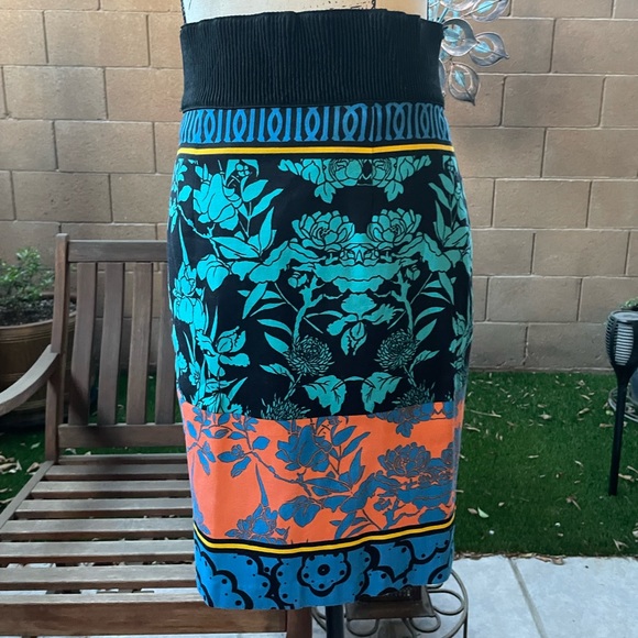 Plenty by Tracy Reese Floral Vase Colorful Print Cotton Pencil Skirt Sz 0 - Picture 7 of 16